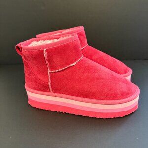 Abata Womens Platform ankle Cozy Boots 6.5 Pink Microfiber Winter